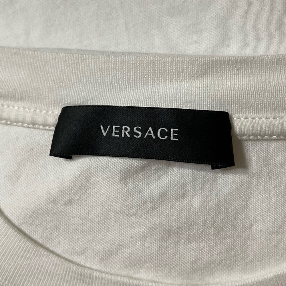 Versace Medusa Crop Top T-shirt White Womens US Size Large 12 Italy 2XL Logo - Picture 4 of 6